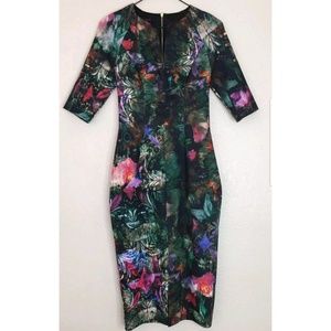 Ted Baker Floral-Print Scuba Dress Size 1